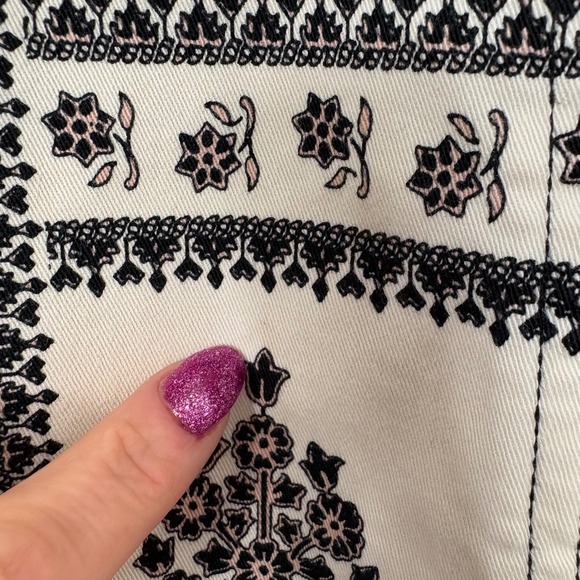 Anthropologie Woodblock Midi Dress Floral Print Fit & Flare White Black US 6 - Picture 8 of 11